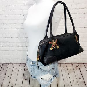 VTG Gucci black monogram bow tie shoulder bag